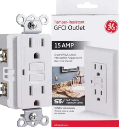 GE GFCI Tamper Resistant Receptacle with LED Indicator, White