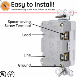 GE GFCI Tamper Resistant Receptacle with LED Indicator, White