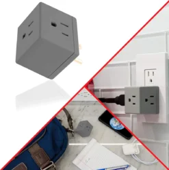GE Grounded 3-Outlet Tap, Easy Access, Gray, 3pk