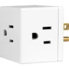 GE Grounded 3-Outlet Wall Tap, White