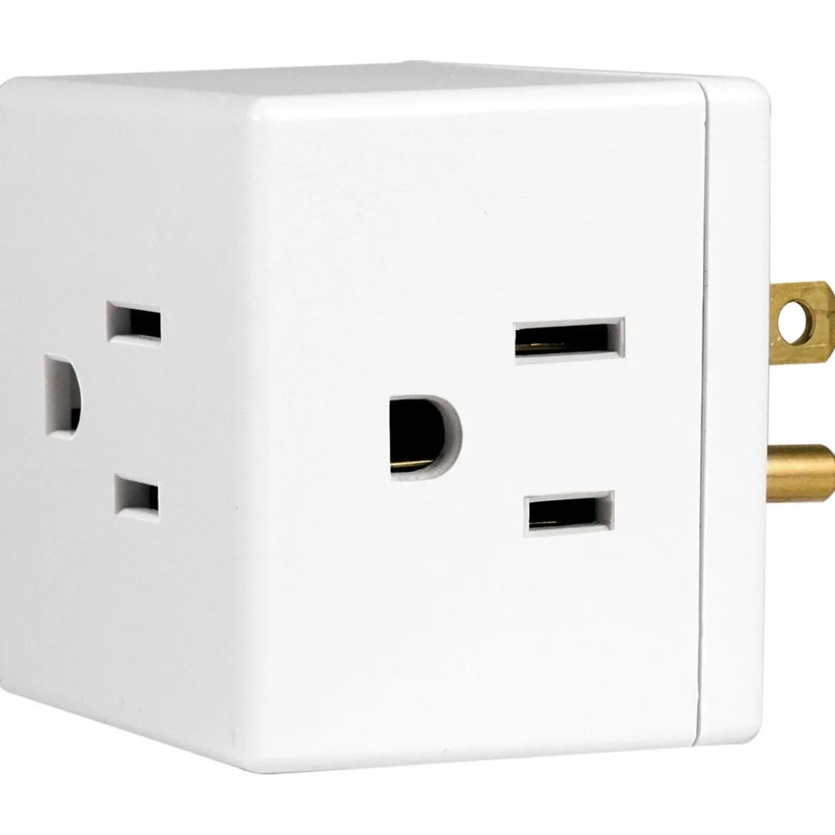 GE Grounded 3-Outlet Wall Tap, White