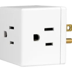 GE Grounded 3-Outlet Wall Tap, White