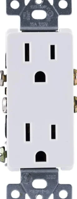 GE Grounding Duplex Receptacle, White