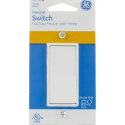 GE Grounding Paddle Rocker Switch, White