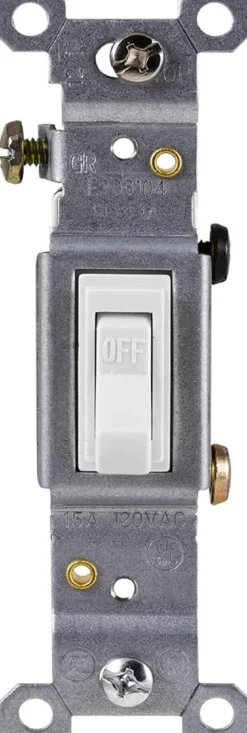 GE Grounding Toggle Switch, White, 5 Pack