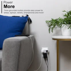 GE Guide Light 3-Outlet Tap, White
