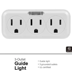 GE Guide Light 3-Outlet Tap, White