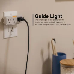 GE Guide Light 3-Outlet Tap, White