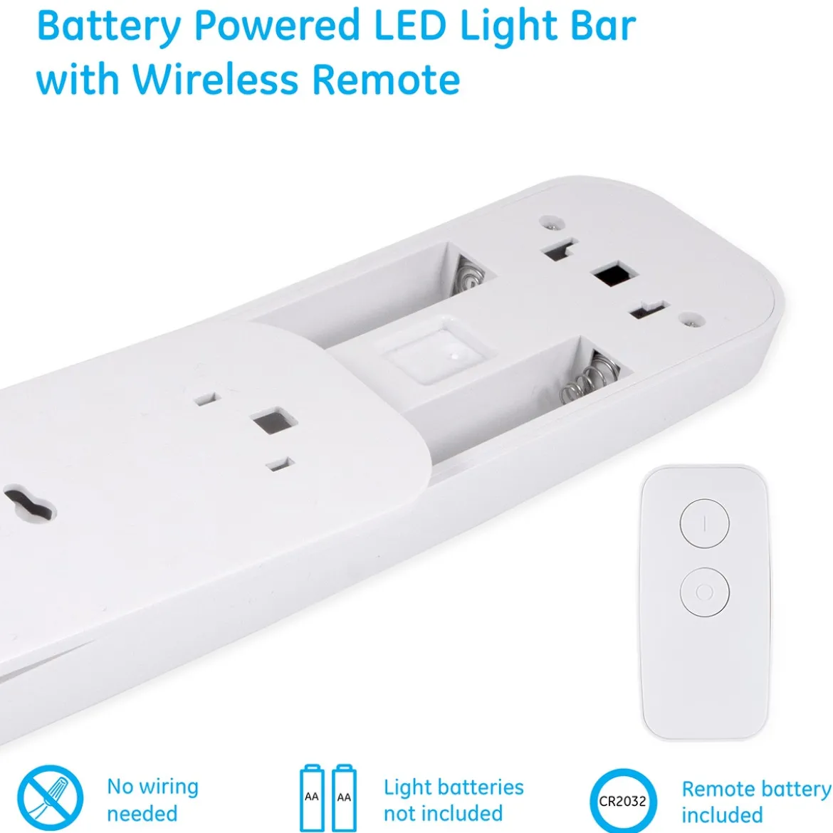 GE 12in. Battery Operated LED Light Bar with Remote, White