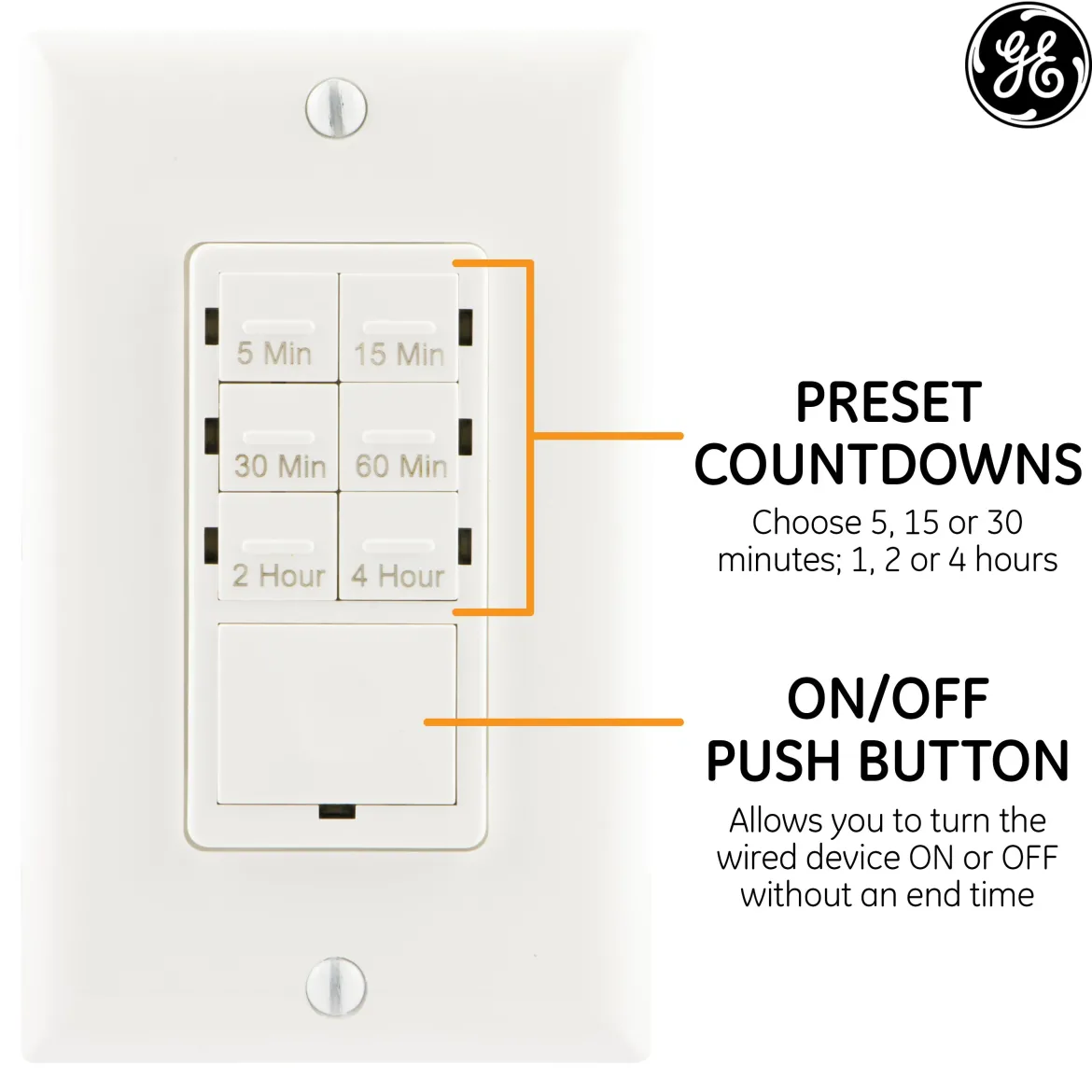 GE Indoor In-Wall Digital Timer, White