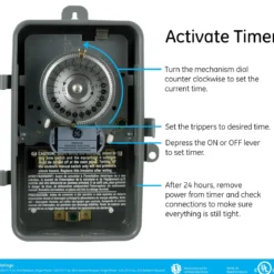 GE Indoor/Outdoor 24-Hour Heavy Duty Mechanical Time Switch, 120 VAC, Gray