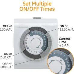 GE Indoor Plug-In 24-Hour Mechanical Timer, 3 Pack, White