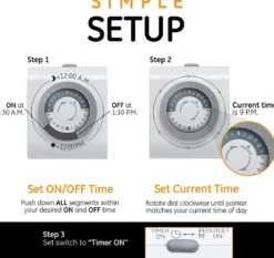 GE Indoor Plug-In 24-Hour Mechanical Timer, 2 Pack, White