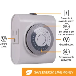 GE Indoor Plug-In 24-Hour Mechanical Timer, White