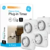 GE Indoor Plug-In 24-Hour Mechanical Timer, White, 4 Pack