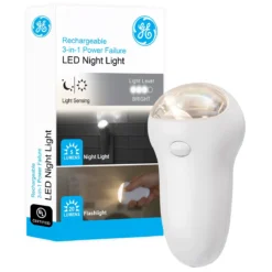 GE 3-in-1 Rechargeable Power Failure LED Night Light, White