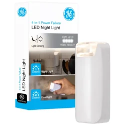 GE 4-in-1 Rechargeable Power Failure LED Night Light, White