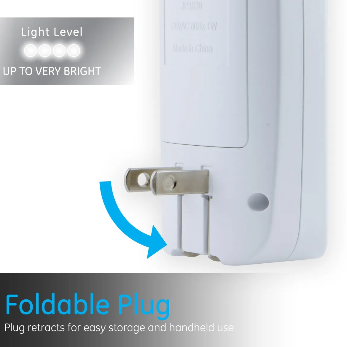 GE 4-in-1 Rechargeable Power Failure LED Night Light, White, 2 Pack