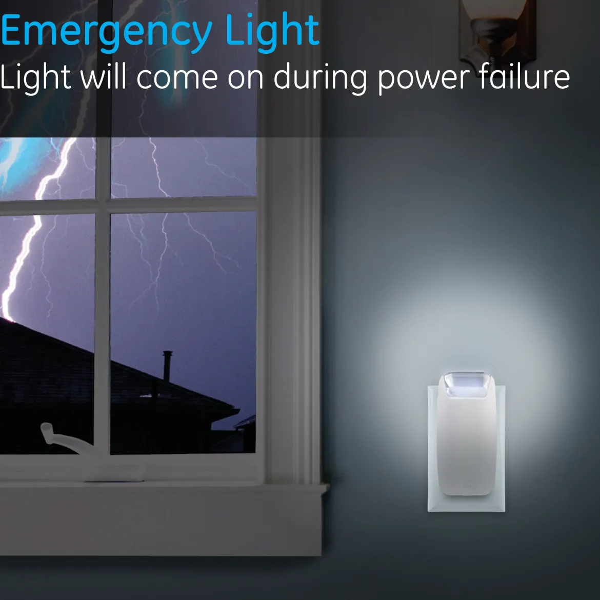 GE 4-in-1 Rechargeable Power Failure LED Night Light, White, 2 Pack