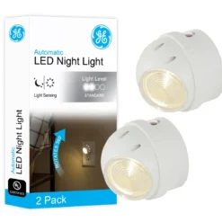 GE Light Sensing LED Night Light, 2 Pack, White