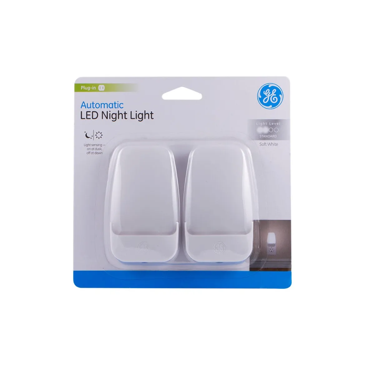 GE Light Sensing LED Night Light, 2 Pack, White