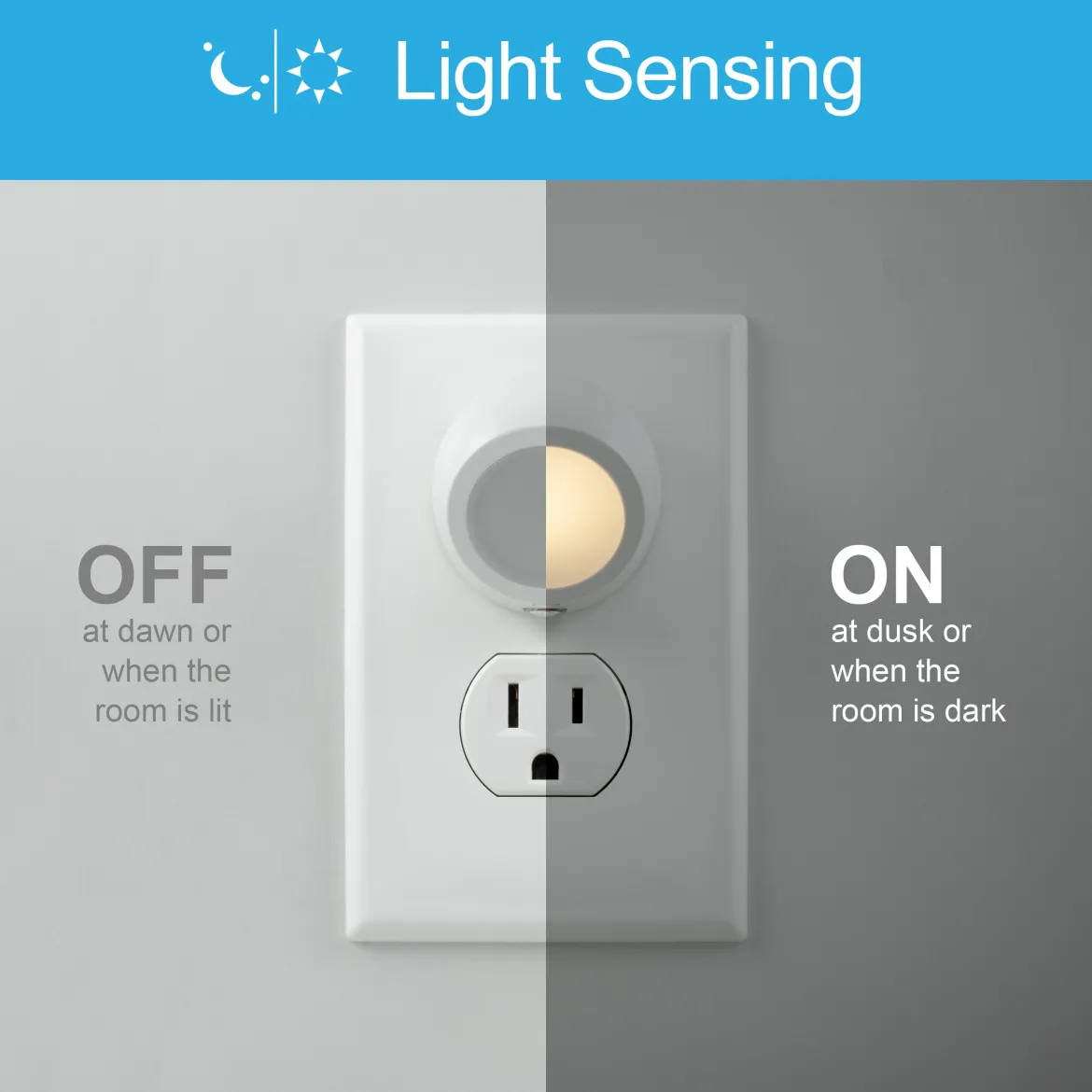 GE Light Sensing LED Night Light, 2 Pack, White