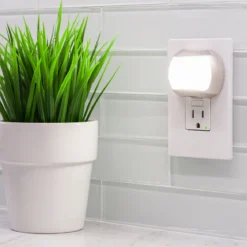 GE Light Sensing LED Night Light, Brushed Nickel