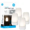 GE Light Sensing LED Night Light, 4 Pack, White