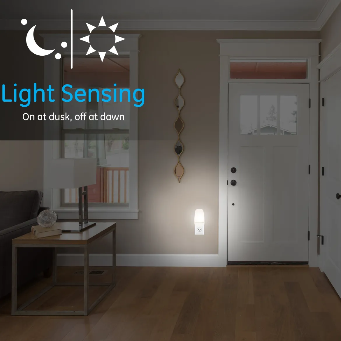 GE Light Sensing LED Night Light, White, 8 Pack