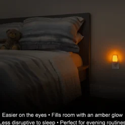 GE Light Sensing LED Night Light, 4 Pack, Amber
