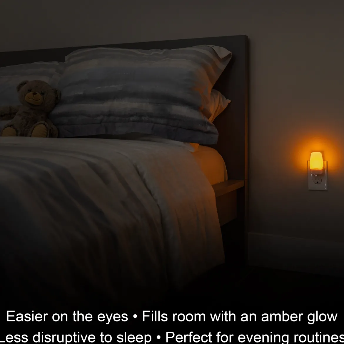 GE Light Sensing LED Night Light, 4 Pack, Amber