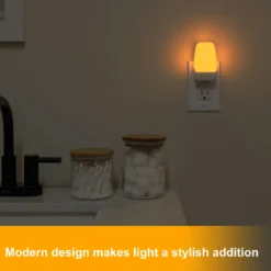 GE Light Sensing LED Night Light, 4 Pack, Amber