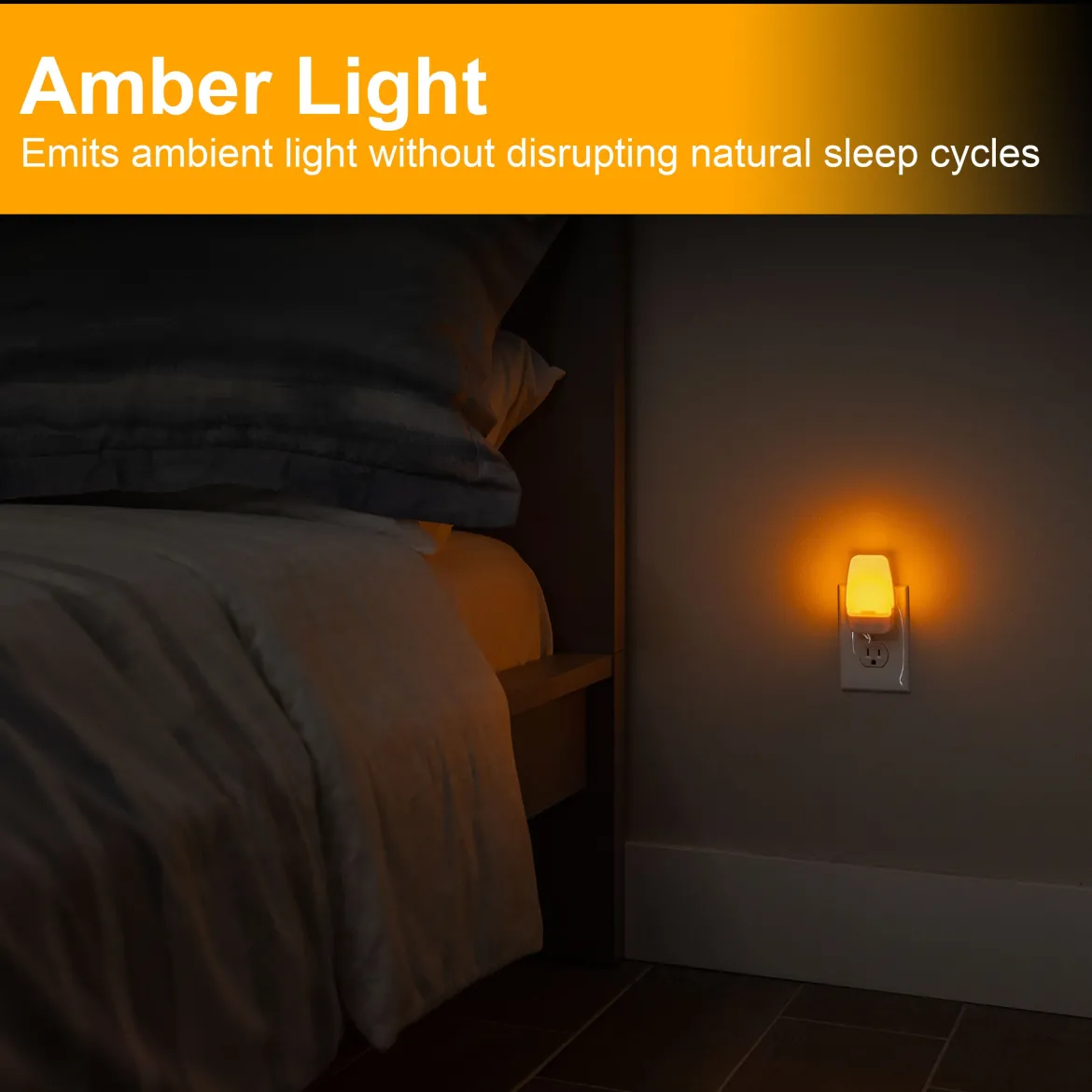 GE Light Sensing LED Night Light, 4 Pack, Amber