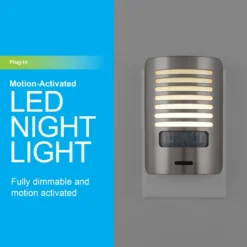 GE Motion Sensing Dimmable LED Night Light, Brushed Nickel