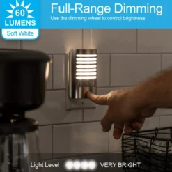 GE Motion Sensing Dimmable LED Night Light, Brushed Nickel
