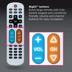 GE OneTouch Streaming Replacement Remote Control, Backlit With Big Button, White