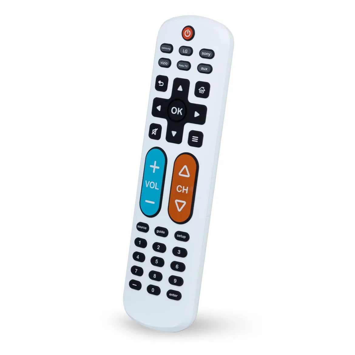 GE OneTouch Streaming Replacement Remote Control, Backlit With Big Button, White