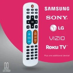 GE OneTouch Streaming Replacement Remote Control, Backlit With Big Button, White