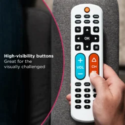 GE OneTouch Streaming Replacement Remote Control, Backlit With Big Button, White