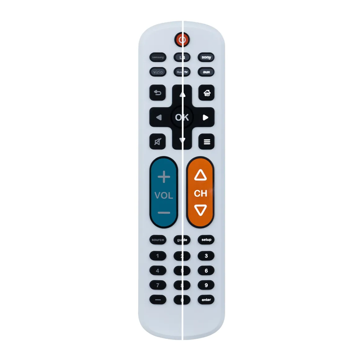 GE OneTouch Streaming Replacement Remote Control, Backlit With Big Button, White