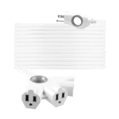 GE 3-Outlet EZGrip Grounded Extension Cord, 50ft., Indoor/Outdoor, White