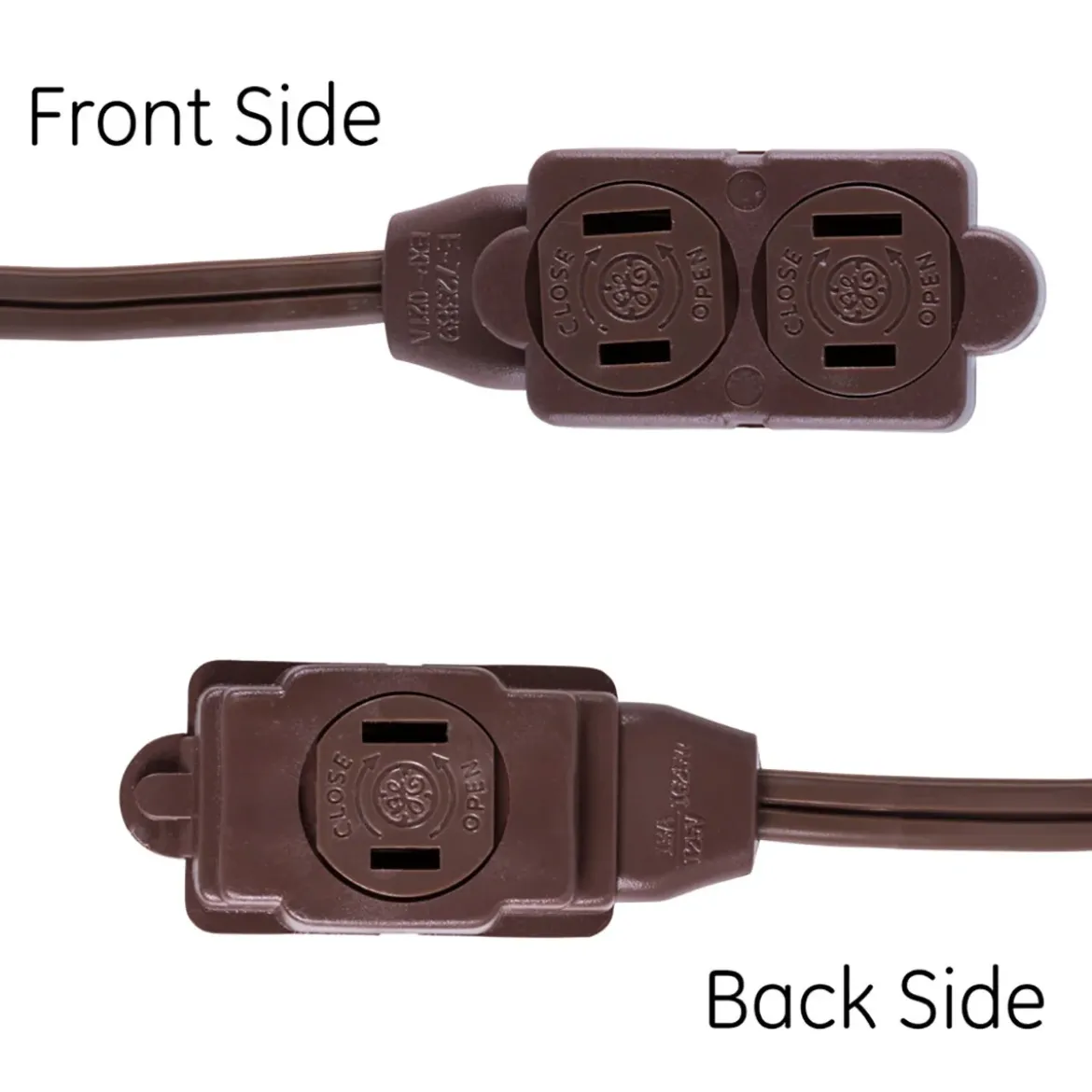 GE 3-Outlet 6ft. Extension Cord with Twist-to-Close Outlets, Brown