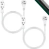 GE 3-Outlet 3ft. Extension Cord with Right-Angle Plug, 2 Pack, White