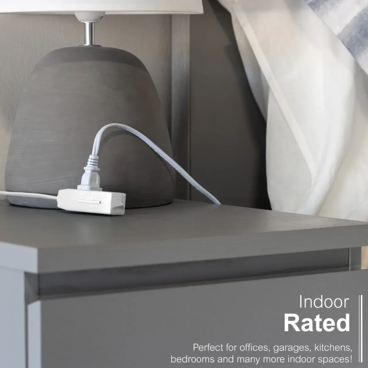 GE 3-Outlet 3ft. Extension Cord with Right-Angle Plug, 2 Pack, White