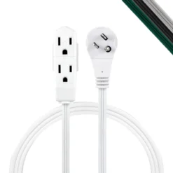GE 3-Outlet 3ft. Extension Cord with Right-Angle Plug, White