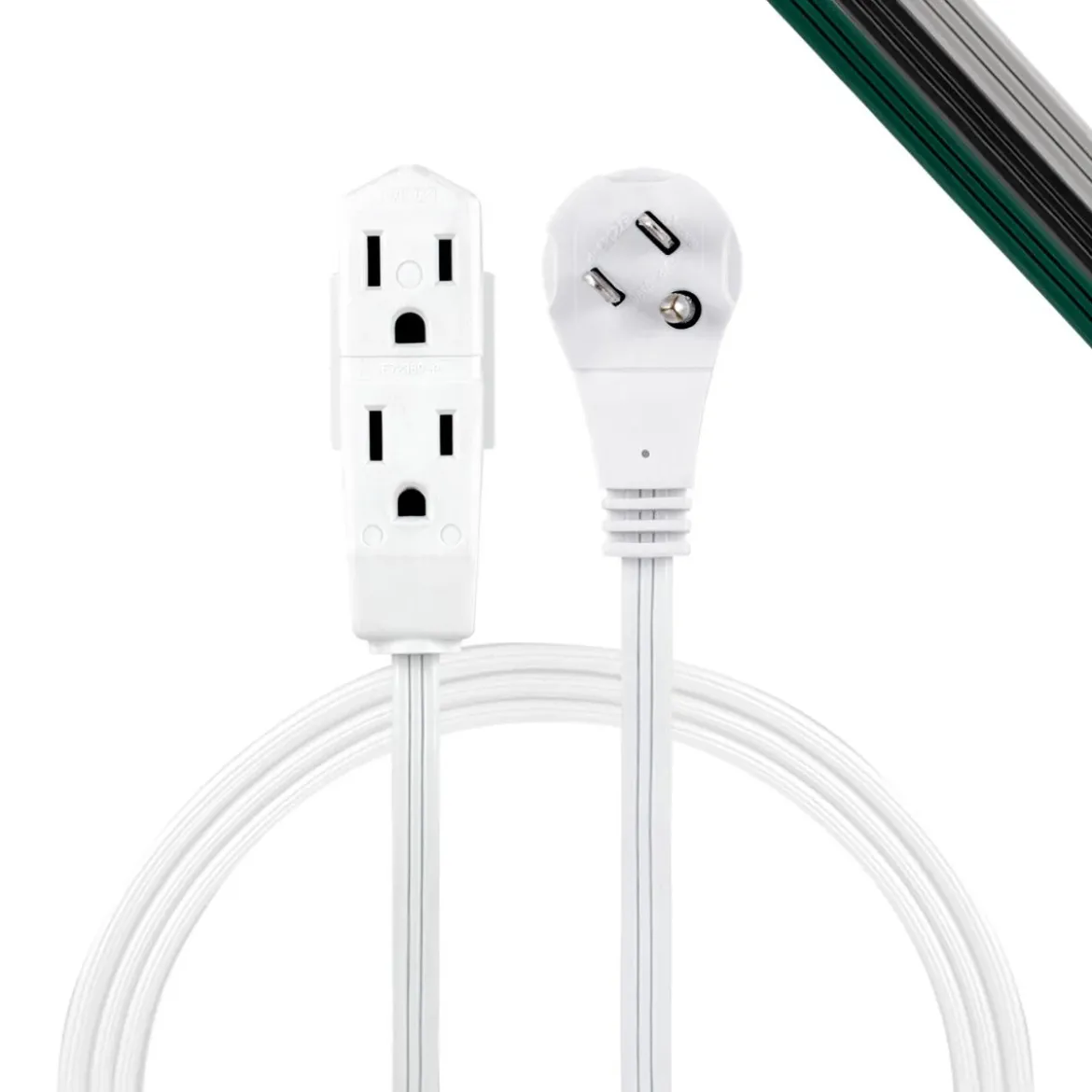 GE 3-Outlet 3ft. Extension Cord with Right-Angle Plug, White
