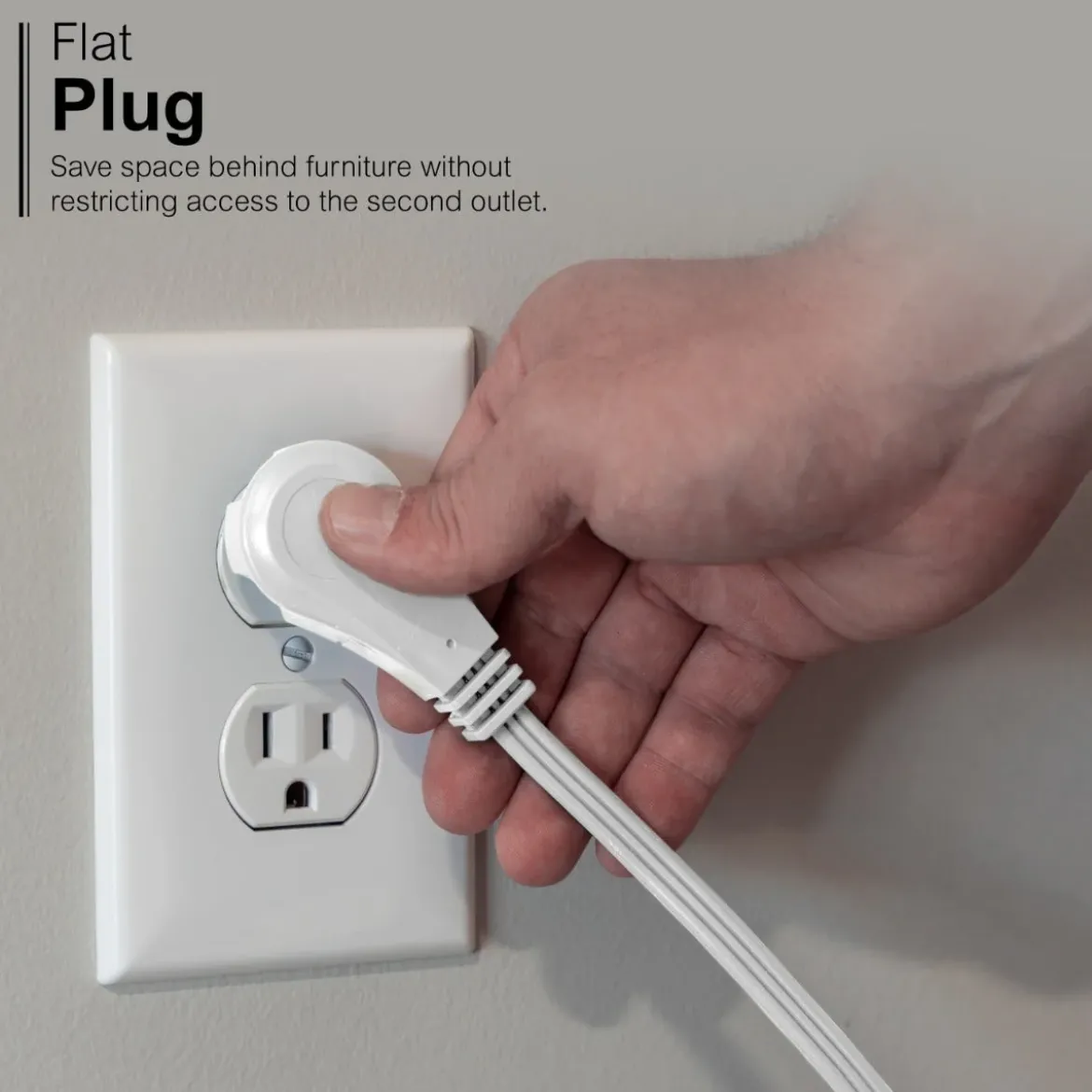 GE 3-Outlet 3ft. Extension Cord with Right-Angle Plug, White