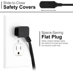 GE 3-Outlet 9ft. Extension Cord with Footswitch, Black