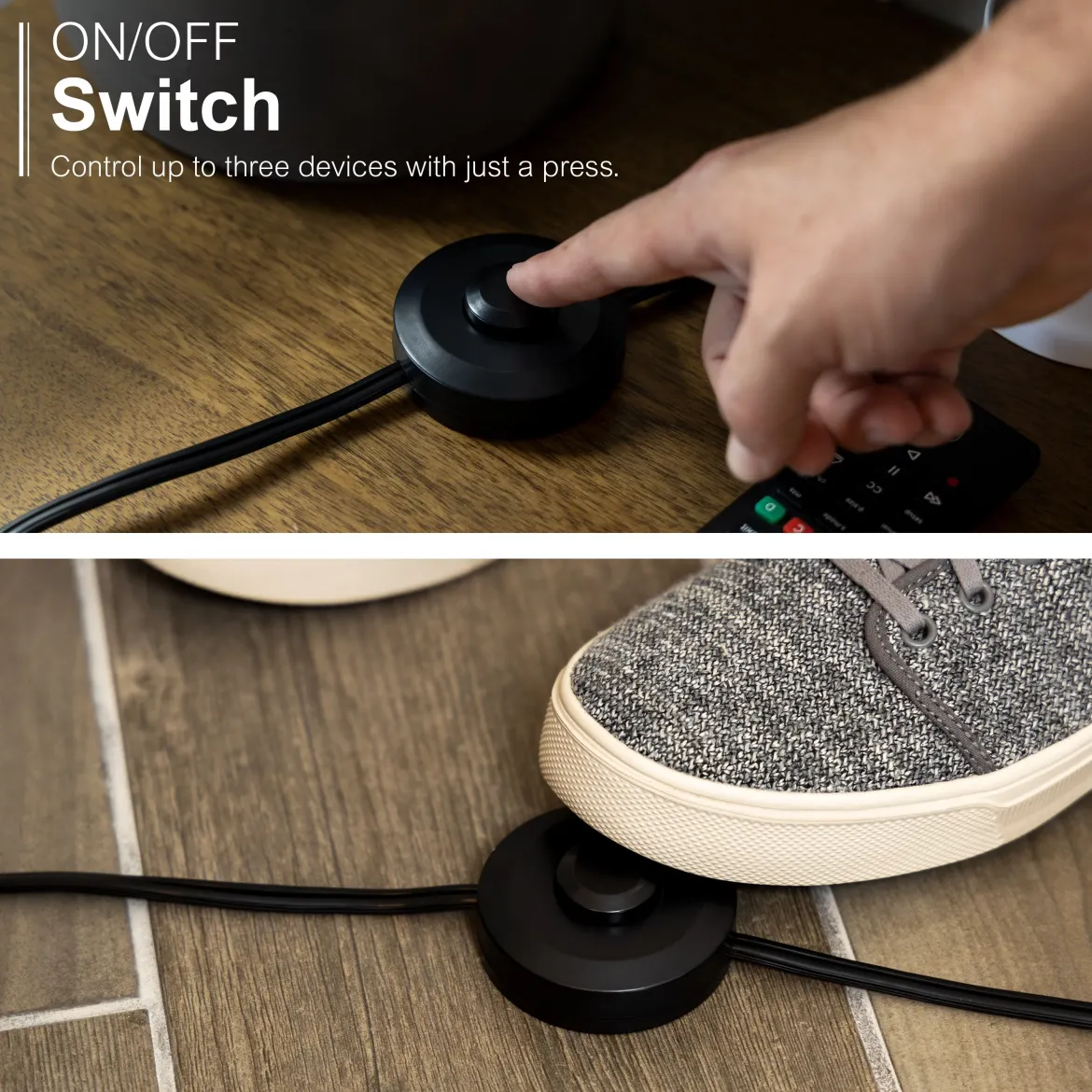 GE 3-Outlet 9ft. Extension Cord with Footswitch, Black