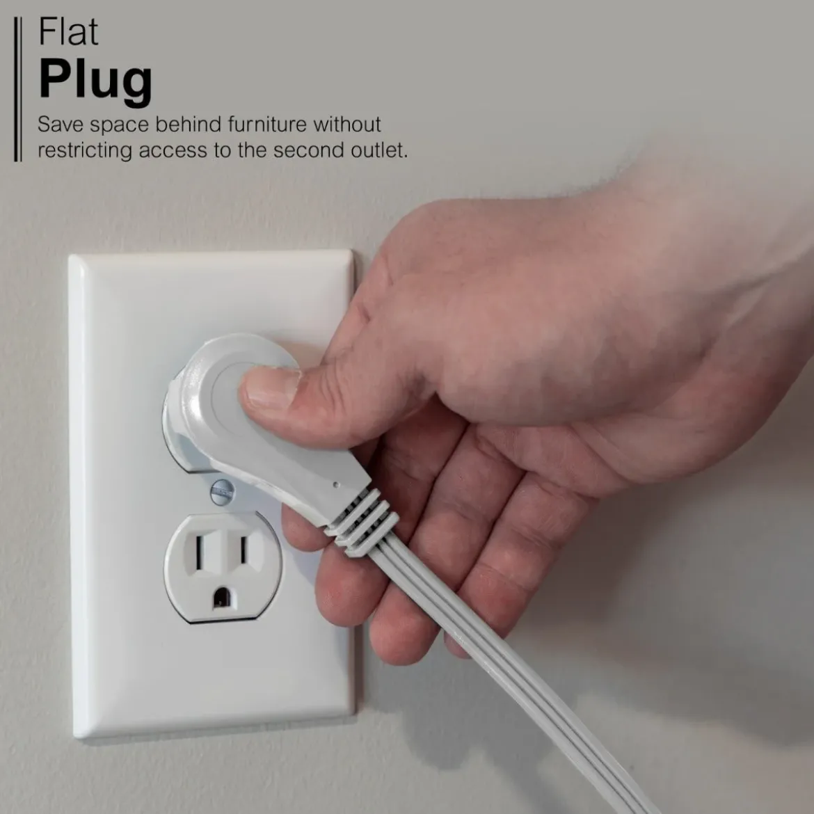 GE 3-Outlet 3ft. Extension Cord with Right-Angle Plug, Gray